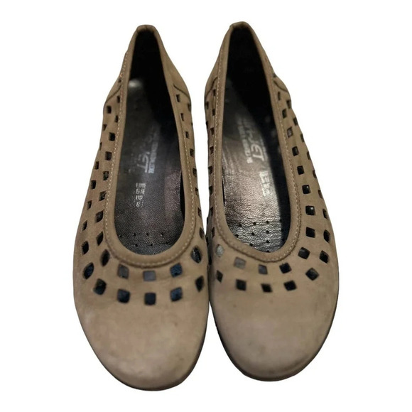 Mephisto Women's Francia Shoes Brown Nubuck Air Jet Slip On Cut Out Flats 8 - Picture 1 of 4